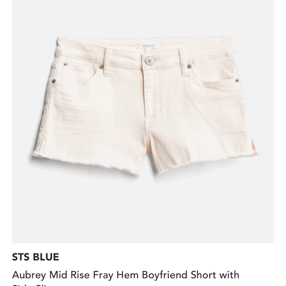 STS BLUE- 8-Aubrey Mid Rise Boyfriend Shirt with Fray Hem and Side Slit